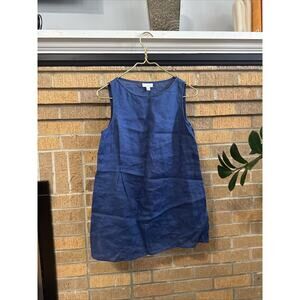 J Jill Tank Top XS Blue Linen Sleeveless Tunic Lagenlook Boho Minimalist